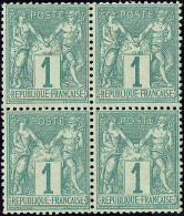 No 61, Bloc De Quatre, Froissure Sur Deux Ex Sinon TB - 1876-1878 Sage (Type I)