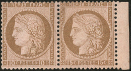 Erreur. No 55e, Paire Petit Bdf Avec N°54, Très Frais. - TB. - RR - 1871-1875 Ceres