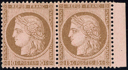 Erreur. No 55e, En Paire Avec N°54, Petit Bdf, Superbe. - RR - 1871-1875 Ceres