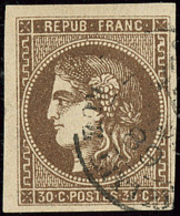 No 47b, Brun Foncé, Pos. 1, Obl Cad, Jolie Pièce. - TB - 1870 Bordeaux Printing