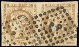 No 43Id, Paire Obl Ambulant "P P", Belle Nuance Foncée. - TB - 1870 Bordeaux Printing
