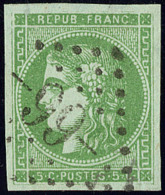 No 42IIh, Vert Jaune Foncé, Pos. 15, Obl Gc, Jolie Pièce. - TB - 1870 Bordeaux Printing