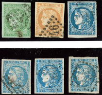 Nos 42IIg, 43II, 45III, 46II (3), Nuances. - TB - 1870 Bordeaux Printing