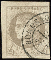 Report I. No 41Ia, Gris, Petit Bdf + Un Voisin, Pos. 11, Obl Cad, Jolie Pièce. - TB. - R - 1870 Bordeaux Printing