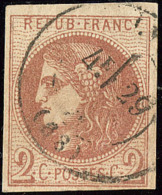 No 40II, Pos. 15, Obl Cad , Plis, TB D'aspect - 1870 Bordeaux Printing