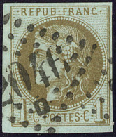 No 39IIId, Olive Bonze Clair, Obl Gc, Pos 9. - TB - 1870 Bordeaux Printing