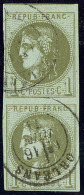 No 39III, Paire Bdf Obl Cad Orléans 16 Juin 71, Un Voisin. - TB - 1870 Bordeaux Printing
