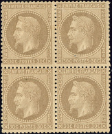 No 30a, Brun Clair, Bloc De Quatre (un Ex **), Très Frais. - TB - 1863-1870 Napoléon III Con Laureles