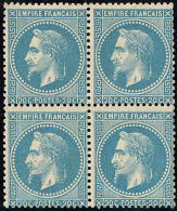 No 29II, Bloc De Quatre, Gomme étendue, Dent Courte Et Décentré, TB D'aspect - 1863-1870 Napoleon III With Laurels