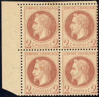 No 26II, Bloc De Quatre Cdf, Centrage Courant Mais Très Frais Et TB - 1863-1870 Napoleon III With Laurels