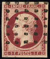 No 18b, Carmin Foncé, Obl Gros Points, Jolie Pièce. - TB. - R - 1853-1860 Napoleone III