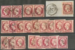 Nos 17A (17 Dont 2 Paires) , 17B (5), Nuances, Qqs Ex Pd Mais Majorité TB - 1853-1860 Napoleone III