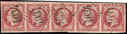 No 17A, Bande De Cinq Obl Gc 4034, Deux Voisins. - TB - 1853-1860 Napoléon III