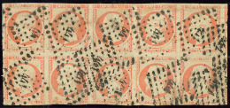 No 16d, Orange Sur Paille, Bloc De Dix, Défauts Mais TB D'aspect - 1853-1860 Napoleon III