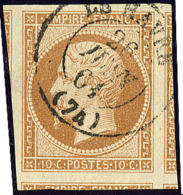 No 13II, Brun Clair, Quatre Voisins, Obl Cad Le Havre Juin 61, Ex Choisi. - TB - 1853-1860 Napoleone III