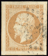 No 13Ie, Bistre-terne Imp. Défectueuse, 4 Voisins, Superbe - 1853-1860 Napoléon III.