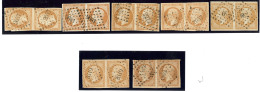 No 13, Bistre, 7 Paires, Nuances. - TB, B Ou Pd - 1853-1860 Napoléon III