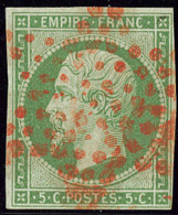 No 12, Vert, Obl étoile Rouge, Petites Marges Mais TB - 1853-1860 Napoléon III.