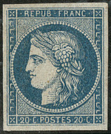 Non émis. No 8c, Bleu Sur Azuré, Très Frais. - TB. - R (cote Yvert) - 1849-1850 Cérès