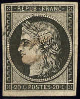 Oblitérations Sur 20c Noir. Cursive "79 Maillezais" + Plume, Sur N°3 (pd), TB D'aspect - 1849-1850 Cérès