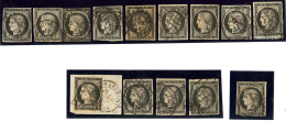 Oblitérations Sur 20c Noir. Petit Cad 15. N°3, 14 Ex Obl Cad 15, 14 Ou Autres, Tous états - 1849-1850 Ceres