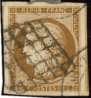 No 1d, Deux Voisins, Obl Grille, Jolie Pièce. - TB - 1849-1850 Ceres