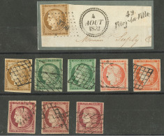 Nos 1 (2 Dont Un Sur Fragment), 2 (2), 5 (2), 6 (3), Nuances, Tous états - 1849-1850 Cérès