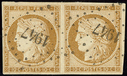 No 1, Paire Obl Pc 1947. - TB - 1849-1850 Ceres