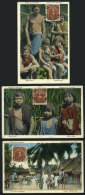 Indian Types And A Typical Country View, 3 Old Postcards, Ed. Libreria Maury, VF Quality - Venezuela