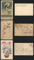 FLOWERS, Embossed, 13 Old Postcards (1 Unused), VF Quality - Unclassified