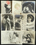 WOMEN ARTISTS: 8 Old Cards, With Images Of: Livia Berlendi, L. Cavalieri, Nina D´Asti, E.... - Unclassified