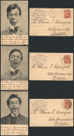 Lot Of 6 Comic PCs: Man Pulling Funny Faces, Used In Uruguay In 1902, VF! - Unclassified