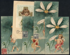 Angels And Flowers, 5 Artistic PCs, Used Circa 1903/5, VF General Quality - Unclassified