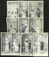 Set Of 10 Artistic PCs: Couple In Love, Romantic, Ed. AD, Used In Argentina In 1904, Some Staining In The Margins,... - Unclassified