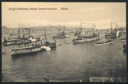 King's Birthday Salute, View Of Ships In The Grand Harbour, Unused, VF Quality - Malta