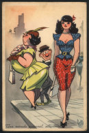 Old Comic PC, Beautiful Lady, Caricature, Ed. Cromocart, Used In Circa 1925, VF Quality - Other & Unclassified