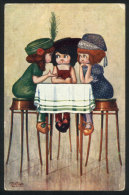 BERTIGLIA Aurelio: Girls Chatting, Ed. C.C.M., Used In Italy In 1916 - Bertiglia, A.