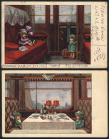 BERTIGLIA A.: Little Children On A Train, 2 Old PCs Ed. C.C.M., Used In 1922, VF Quality - Bertiglia, A.