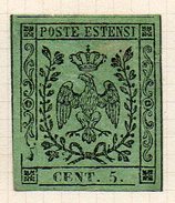 ITALIE (Anciens états) - 1852 - MODENE (Duché) - N° 1B - 5 C. Olive - (avec Point Après Le Chiffre) - Modena