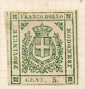 ITALIE (Anciens états) - 1859 - MODENE (Gouvernement Provisoire) - N° 7 - 5 C. Vert - Modène