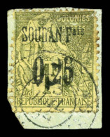 O N°2, 0.25 Sur 1f Olive, Défaut De Dentelure. B (signé Scheller)    Qualité: O   Cote:... - Used Stamps