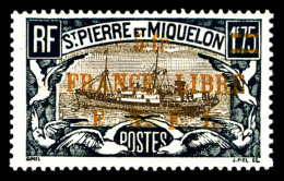 ** N°245a, 5f Sur 1,75f Noir Et Brun: Surcharge 'FRANCE LIBRE F.N.F.L' Orange, Très Bon Centrage,... - Unused Stamps