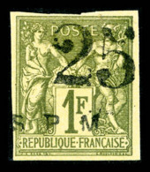 * N°3, 25 Sur 1F Olive, R.R.R Et SUPERBE (signé Calves/certificat)     Qualité: *   Cote: 4000... - Unused Stamps