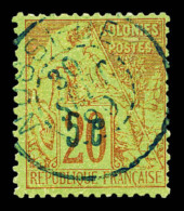 O N°9, 5c Sur 20c Brique Sur Vert. SUP. R.R. (signé Brun/certificat)    Qualité: O   Cote: 2200... - Used Stamps