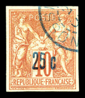 O N°7, 25c Sur 40c Orange. SUP. R.R. (signé Calves/certificat)    Qualité: O   Cote: 2700 Euros - Used Stamps