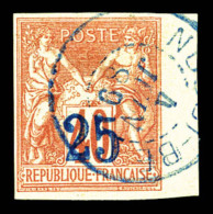 O N°1, 25c Sur 40c Orange Bord De Feuille. SUP (signé Brun/certificat)    Qualité: O   Cote: 1500... - Used Stamps