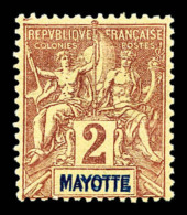 * N°2a, 2c Lilas-brun Sur Paille, MAYOTTE Double, TTB (certificat)    Qualité: *   Cote: 580 Euros - Unused Stamps