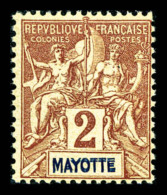 ** N°2a, MAYOTTE Double, Fraîcheur Postale, SUP (certificat)    Qualité: **   Cote: 1160 Euros - Ungebraucht