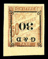 * N°13b, 30s 60c Brun Et Chamois, Surcharge Renversée, Bord De Feuille, SUP (signé/certificat)   ... - Postage Due