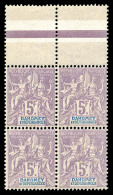 ** N°17, 5F Violet Terne Sur Gris En Bloc De Quatre Bdf, Fraîcheur Postale. SUP (certificat)   ... - Unused Stamps